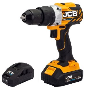 JCB 18V Cordless Brushless Combi Drill, 18V Combi Drill, 2Ah Li-ion Battery, Fast Charger - 21-18BLCD-2X-B